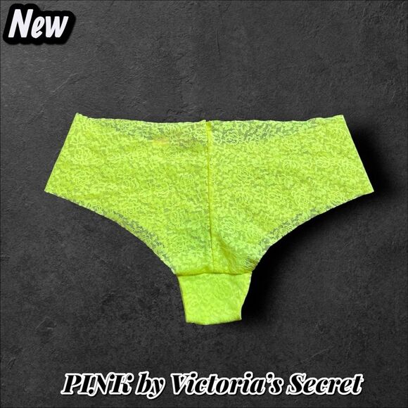 New PINK by Victoria’s Secret Allover Lace Cheekster – Neon Yellow, Size L - Picture 4 of 4